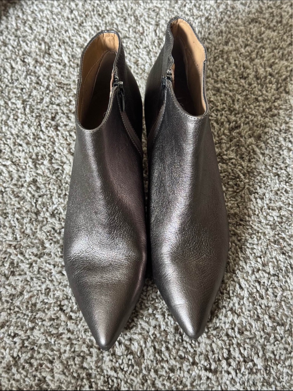Franco Sarto Metallic Dark Brown Pointed Toe Ankle Booties